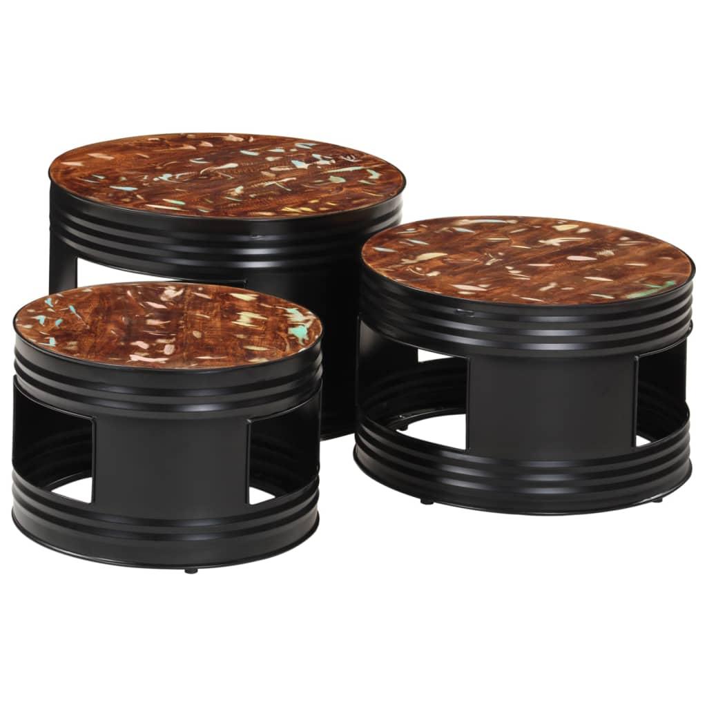 Barborde 3 stk. trommeformet massivt akacietræ billede