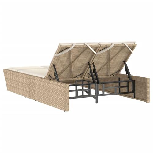 Solseng med hynder polyrattan beige
