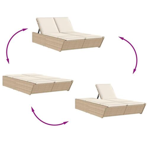Solseng med hynder polyrattan beige