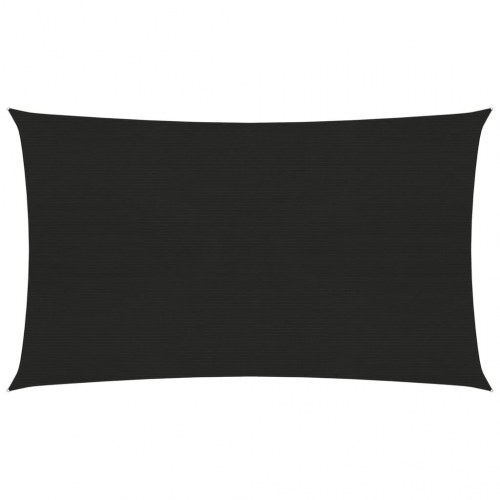 Solsejl 160 g/m² 4×7 m - HDPE, sort rektangulært