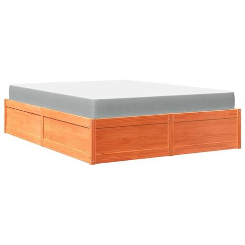 Seng med madras 140x200 cm massivt fyr gyldenbrun