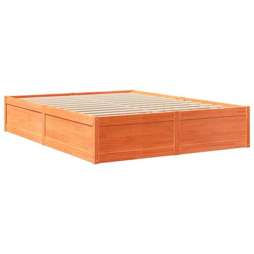 Seng med madras 140x200 cm massivt fyr gyldenbrun