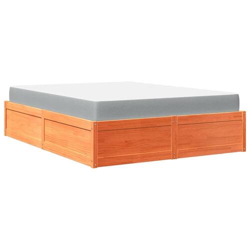 Seng med madras 140x200 cm massivt fyr gyldenbrun