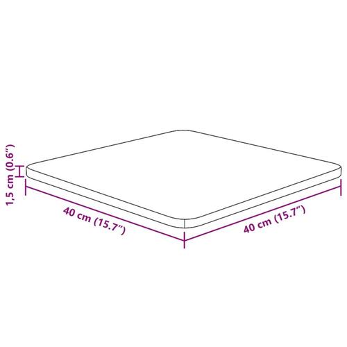 Firkantet bordplade 40x40x1,5 cm ubehandlet massivt egetræ