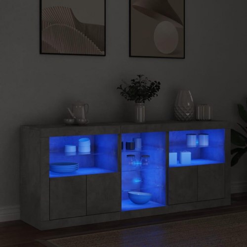 Skænk med LED-lys 162×37×67 cm - betongrå