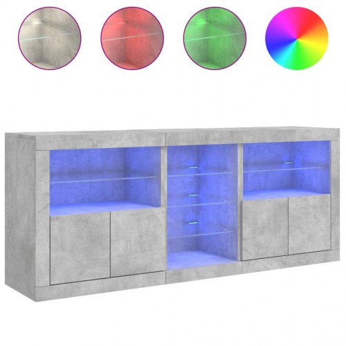 Skænk med LED-lys 162×37×67 cm - betongrå