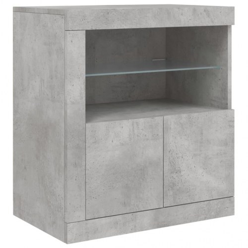 Skænk med LED-lys 283×37×67 cm - betongrå opbevaringsskab