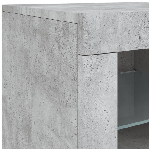 Skænk med LED-lys 283×37×67 cm - betongrå opbevaringsskab