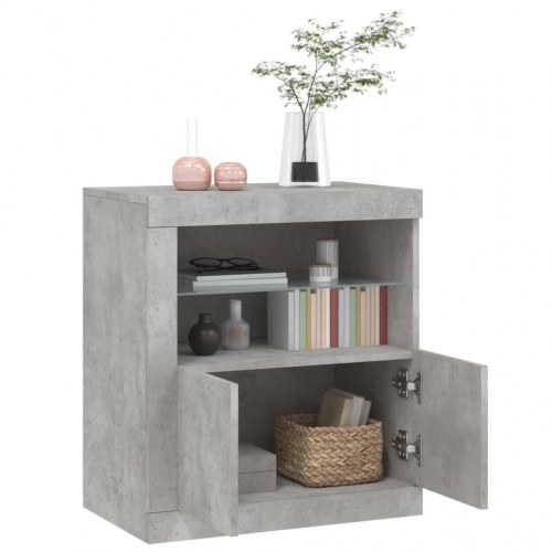 Skænk med LED-lys 60,5x37x67 cm - betongrå