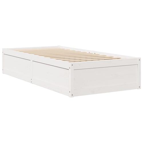 Seng med madras 90x190 cm massivt fyrretræ hvid