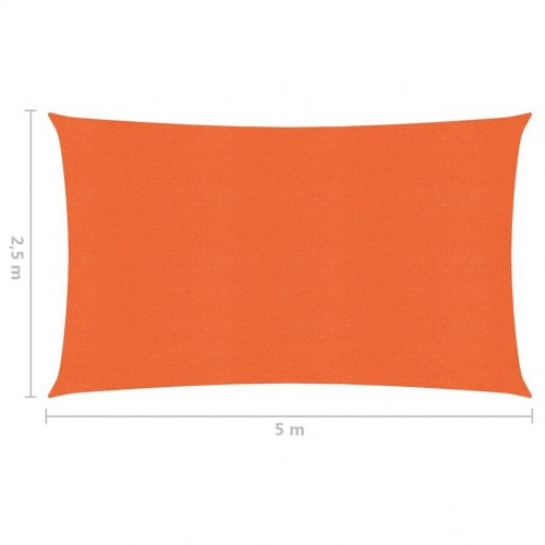 Solsejl 2,5 × 5 m - HDPE 160 g/m², orange rektangulært