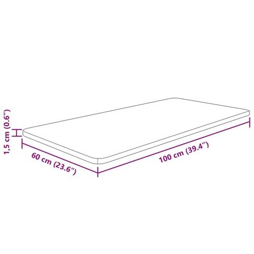 Bordplade til badeværelse 100x60x1,5 cm massivt træ ubehandlet