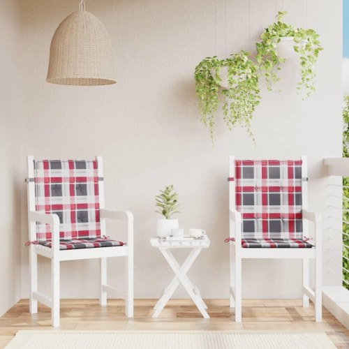 Stolehynde med lav ryg - 2 stk. 100×50×3 cm i oxfordstof, rødternet