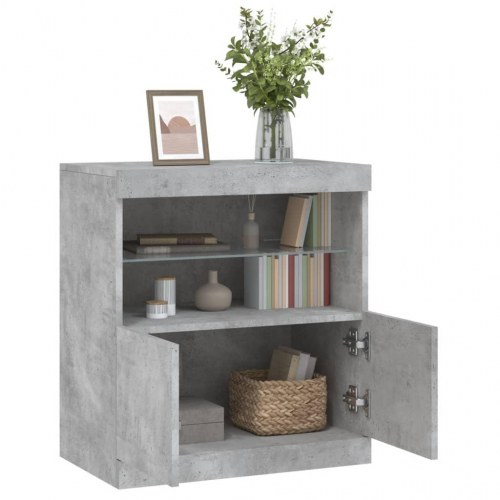 Skænk med LED-lys 60 × 37 × 67 cm - betongrå