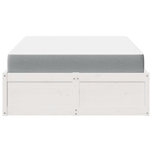 Seng med madras 120x190 cm massivt fyrretræ hvid