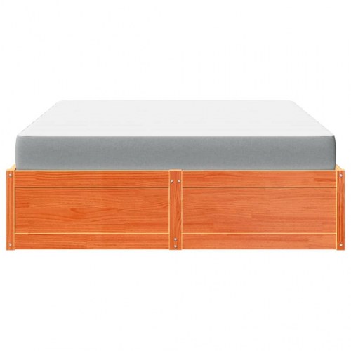 Seng med madras 160x200 cm massivt fyrretræ gyldenbrun