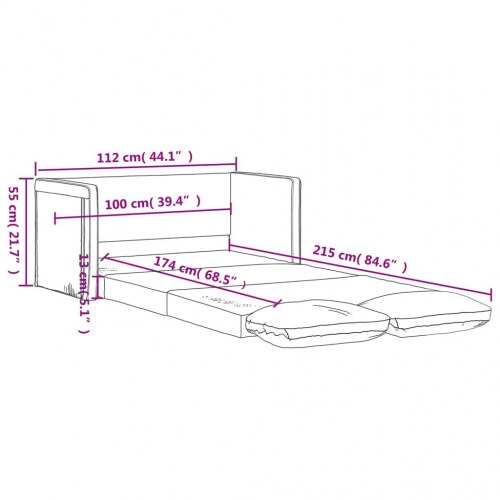 2-i-1 sovesofa 112 x 174 cm - gråbrun