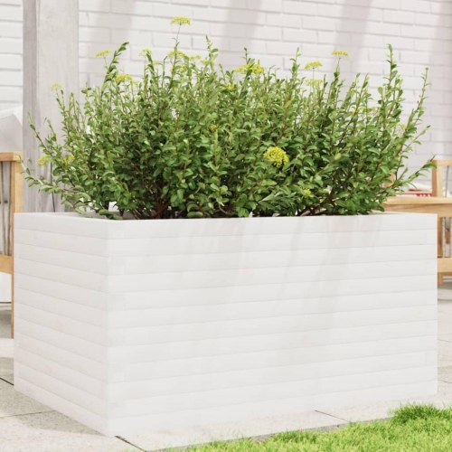 Plantekasse i massivt fyrretræ 90 x 60 x 45,5 cm - hvid