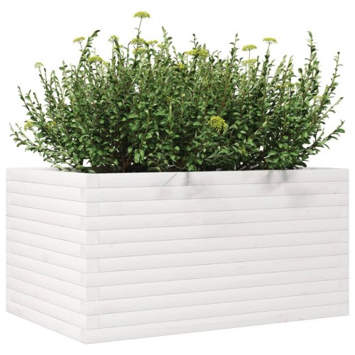 Plantekasse i massivt fyrretræ 90 x 60 x 45,5 cm - hvid