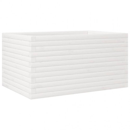 Plantekasse i massivt fyrretræ 90 x 60 x 45,5 cm - hvid