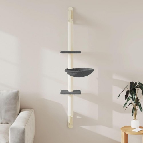 Væghængt kradsetræ med kradsestolpe 142,5 cm - mørkegrå