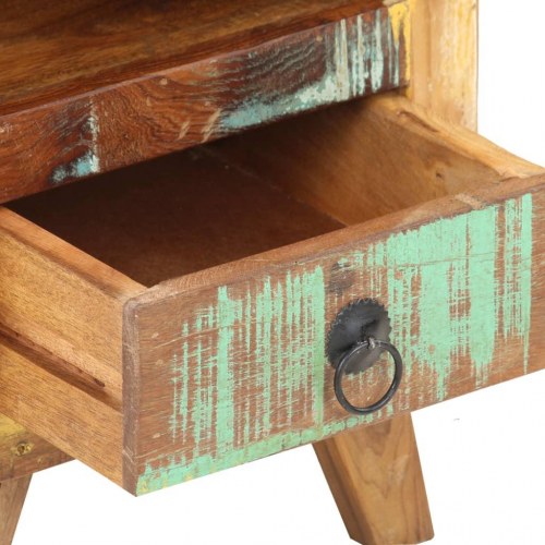Sengeskab 30×30×41 cm i massivt genbrugstræ - industrielt natbord med skuffe