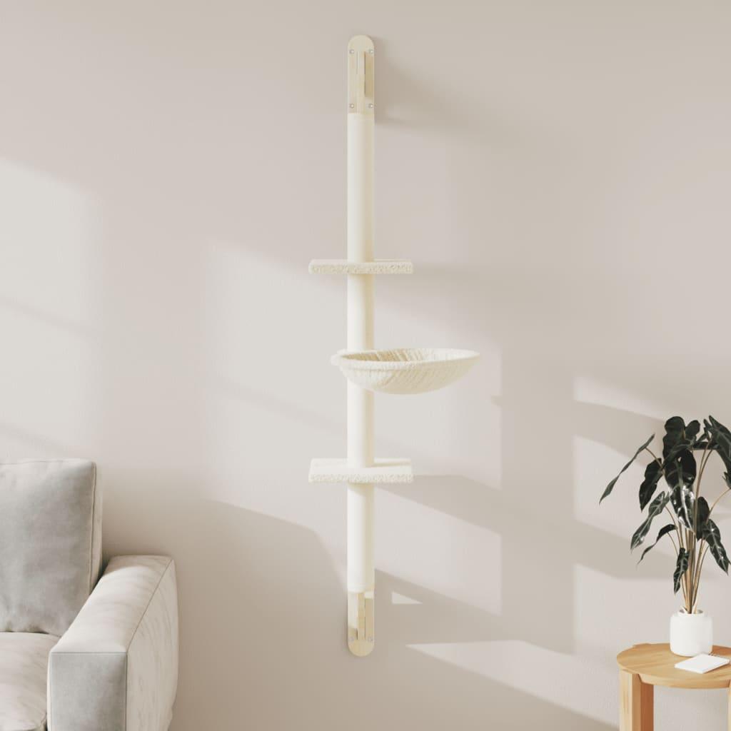 Væghængt kradsetræ med kradsestolpe 142,5 cm cremefarvet