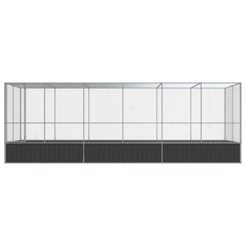 Voliere med udvidelse 625x207x212 cm stål sølvfarvet