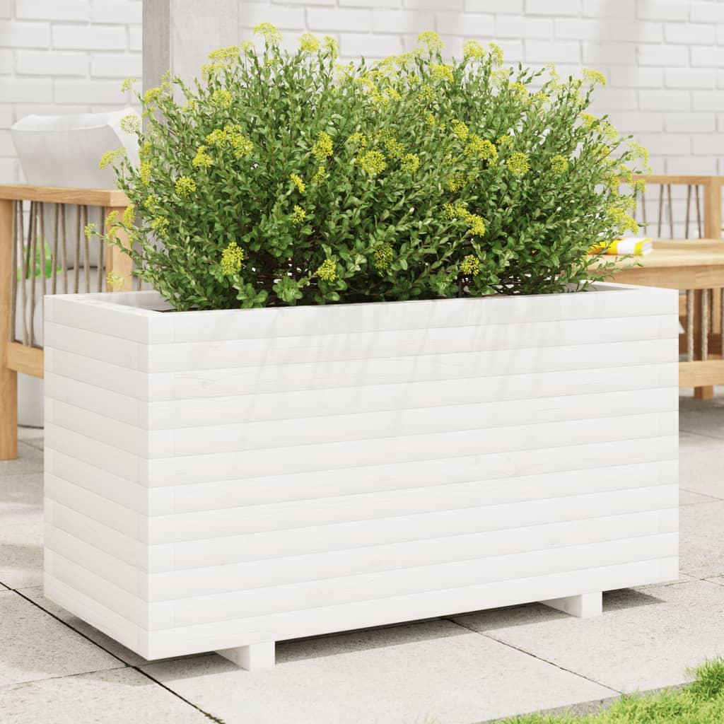 Plantekasse 90x40x49,5 cm massivt fyrretræ hvid