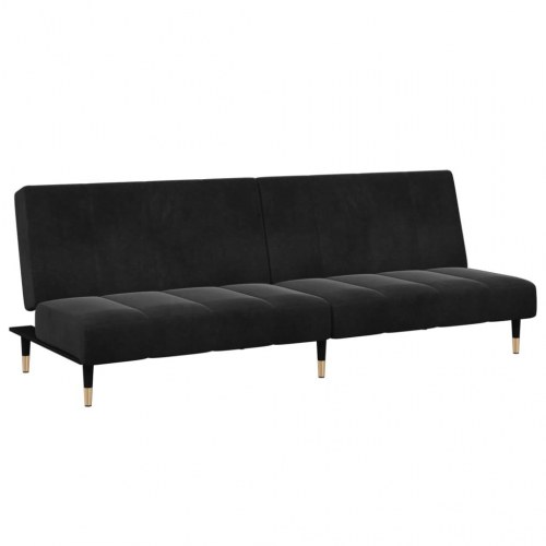 2-personers sovesofa med fodskammel velour sort