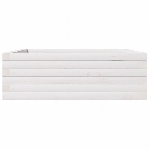 Plantekasse i massivt fyrretræ 70 x 70 x 23 cm - hvid