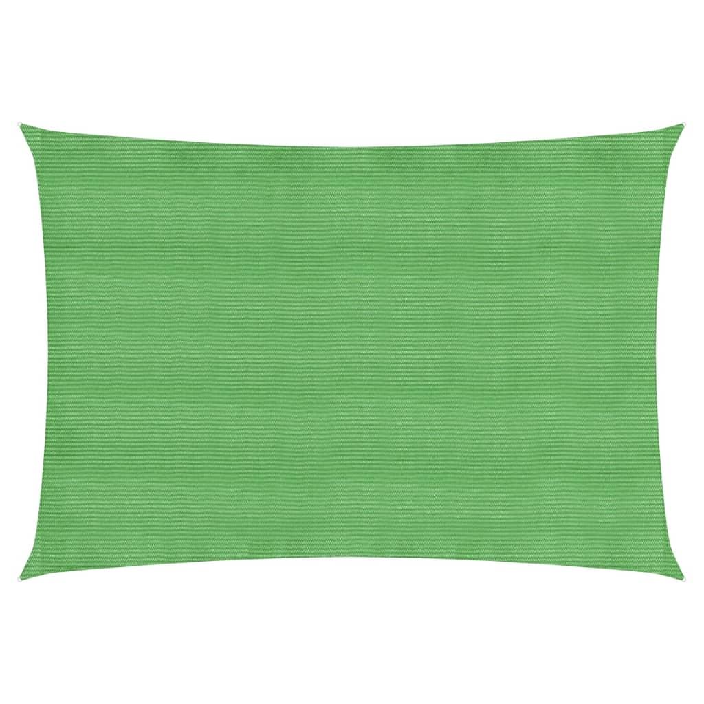 Solsejl 5 × 7 m - HDPE 160 g/m², lysegrøn, rektangulært