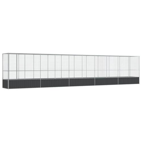 Voliere med udvidelse 1042,5x107x212 cm stål sølvfarvet