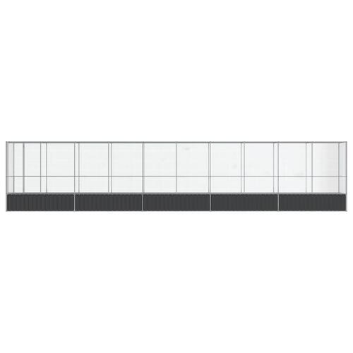 Voliere med udvidelse 1042,5x107x212 cm stål sølvfarvet