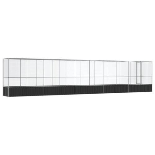 Voliere med udvidelse 1042,5x107x212 cm stål sølvfarvet