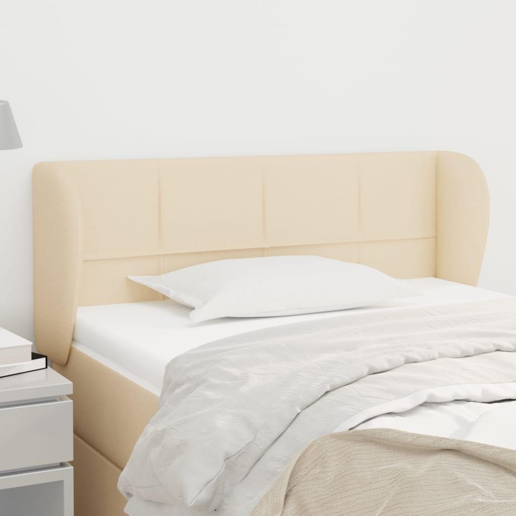 Sengegavl Med Kanter Stof - Creme / 103 x 23 x 78/88 cm