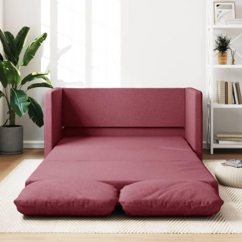 2-i-1 sovesofa i stof 112 x 174 x 55 cm - vinrød