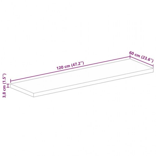 Bordplade 120x60x3,8 cm rektangulær massivt genbrugstræ