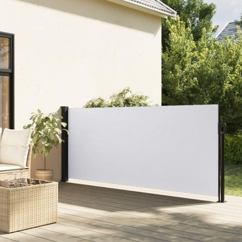 Sammenrullelig sidemarkise 120 × 500 cm - hvid privatlivsskærm