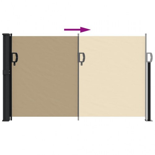Sidemarkise 117 × 300 cm - sammenrullelig, beige