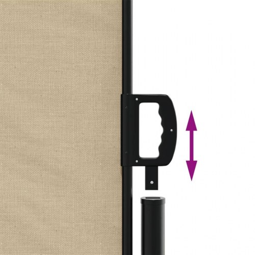 Sidemarkise 117 × 300 cm - sammenrullelig, beige