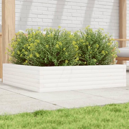 Plantekasse 100 x 100 x 23 cm i massivt fyrretræ - hvid