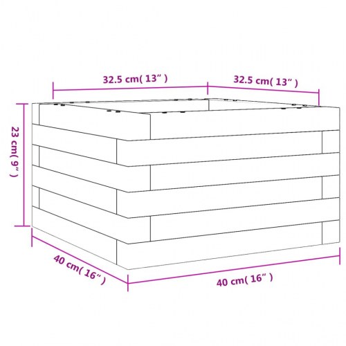 Plantekasse 40 x 40 x 23 cm i massivt fyrretræ