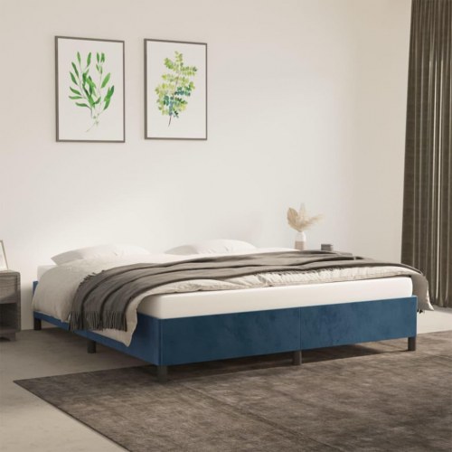 Sengeramme i fløjl - mørkeblå 160×200 cm (uden madras)