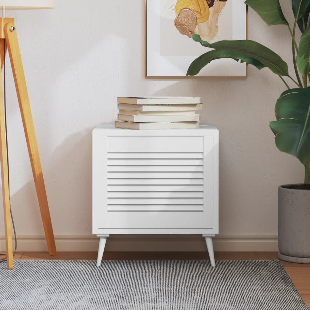 Skabslåge 39,5 × 49,4 cm - lameldesign i massivt fyrretræ, hvid