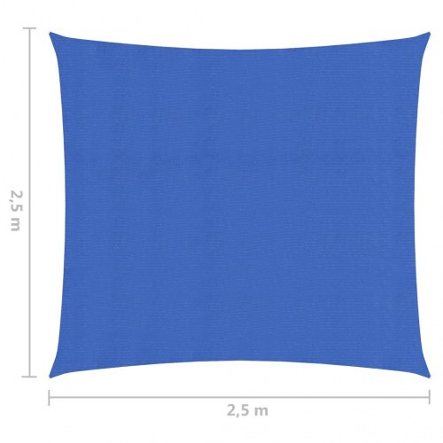 Solsejl 2,5 × 2,5 m - HDPE 160 g/m², blå firkantet
