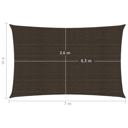 Solsejl 4 × 7 m - brun HDPE 160 g/m², rektangulært