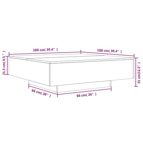 Sofabord 100x100x31 cm konstrueret træ sonoma-eg