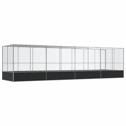 Voliere med udvidelse 832x207x212 cm stål sølvfarvet