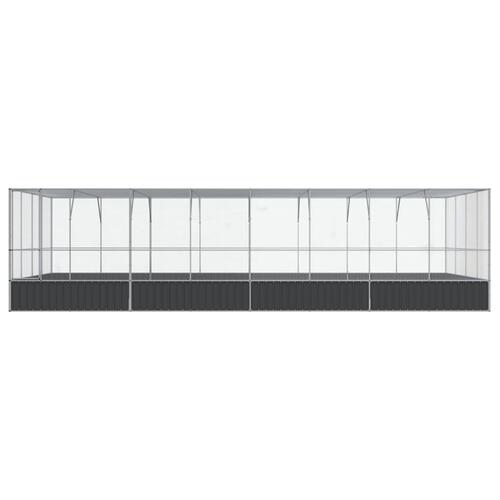 Voliere med udvidelse 832x414x212 cm stål sølvfarvet